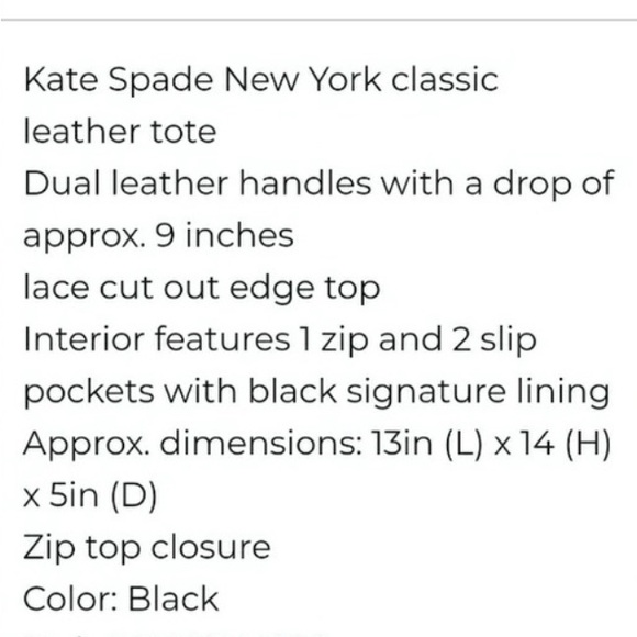 Kate Spade Black Tote - Picture 2 of 2